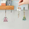 (US Local)6PCS  Christmas Tree DIY Diamond Painting Keychain Diamond Art Keyrings