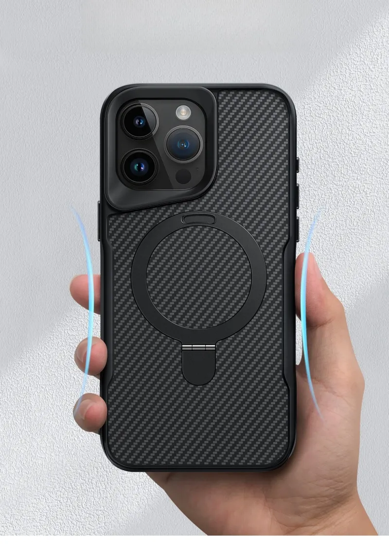 Carbon Fiber Magnetic Bracket Apple Phone Case