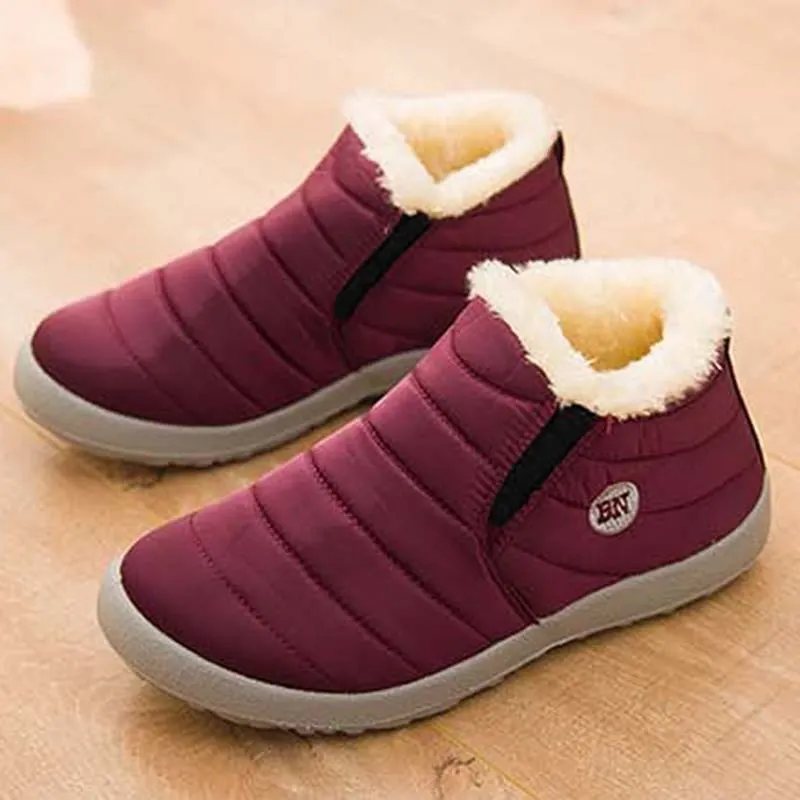 Vulcanized Shoes Women Slip On Waterproof Shoes Fashion Breathable Outdoor Fur Warm Winter Casual Shoes Sneakers Women Plus Size