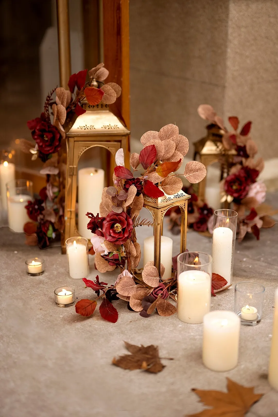 Flower Garlands in Burgundy & Dusty Rose