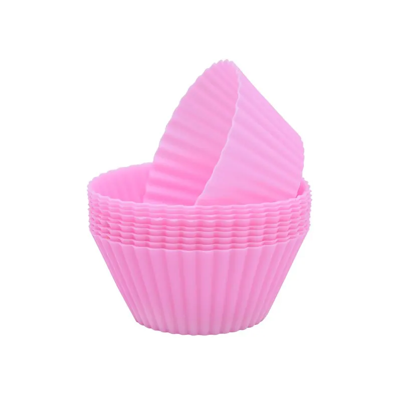 12pcs Silicone Cake Mold Round Muffin Cupcake Baking Molds Reusable DIY Cake Decorating Tools Wedding Birthday Party Decorations