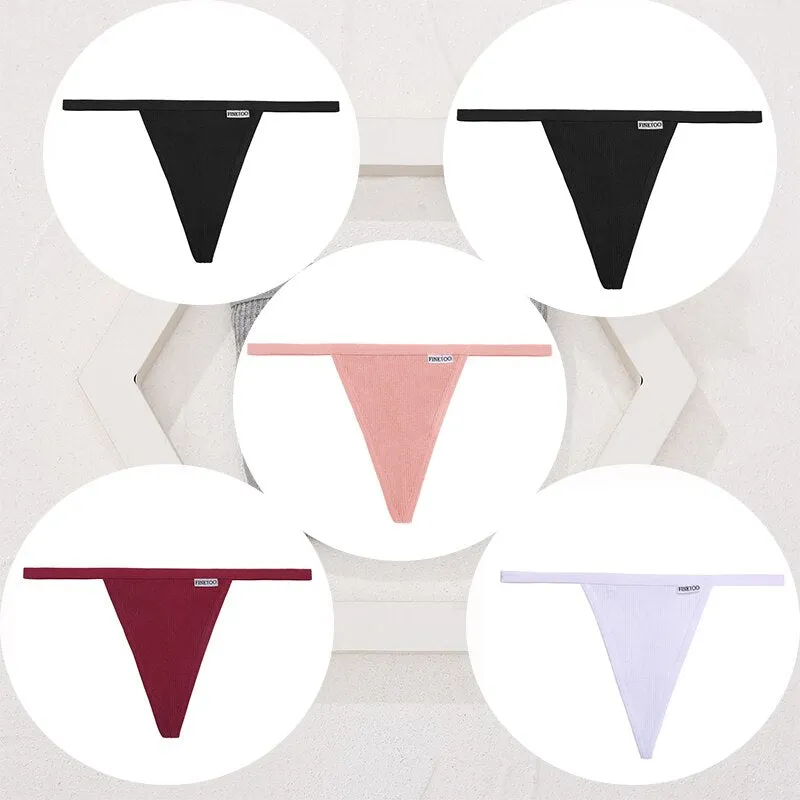 FINETOO 5PCS/Set Sexy G-string M-XL Cotton Girls Panties Women's Pantys Female Underpant Ladies Thong Lingerie Bikini Underwear