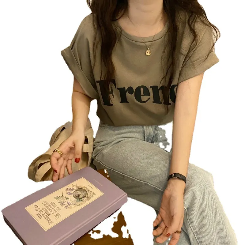 Uveng Uveng Short-Sleeved T-Shirt Female Summer 2024 New Net Red Design Sense Small Loose Chic Jacket Ins Tide