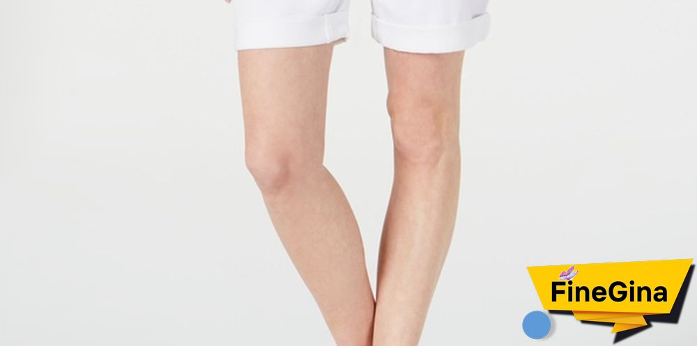 INC International Concepts Women's Denim Bermuda Shorts White Size 8