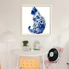 Blue And White Porcelain Cat-11CT Stamped/Counted Cross Stitch 40*40cm/15.75*15.75in