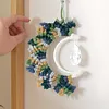 DIY Bohemian Macrame Suncatcher Handmade Hanging Decor Craft Kit Wear Resist Hand Woven Crystal Moon Pendant Braided Sun Catcher Crystals Charm For Home Decor Gift Office