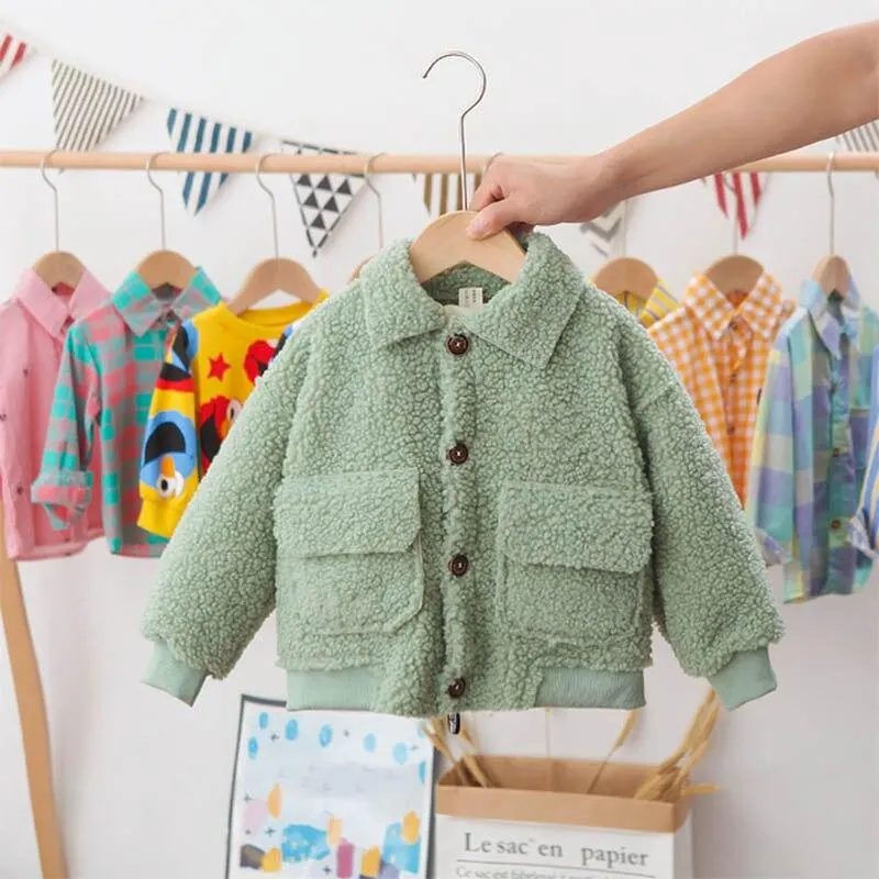 Children Thickened Lamb Velvet Coat Baby Autumn Winter Fsahion Clothing For Girls Boys Cartoon Casual Jacket Infant Kids Outwear
