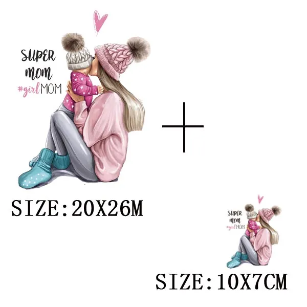 Mom&Children Thermal Stickers On T-shirt DIY Washable Patch On Clothes Lovely Design Iron On Transfer For Hoodies Hat Decoration