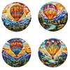 4PCS Diamond Painted Hot Air Balloon and Mountain Placemats Insulated Dish Mats Comes with Mats