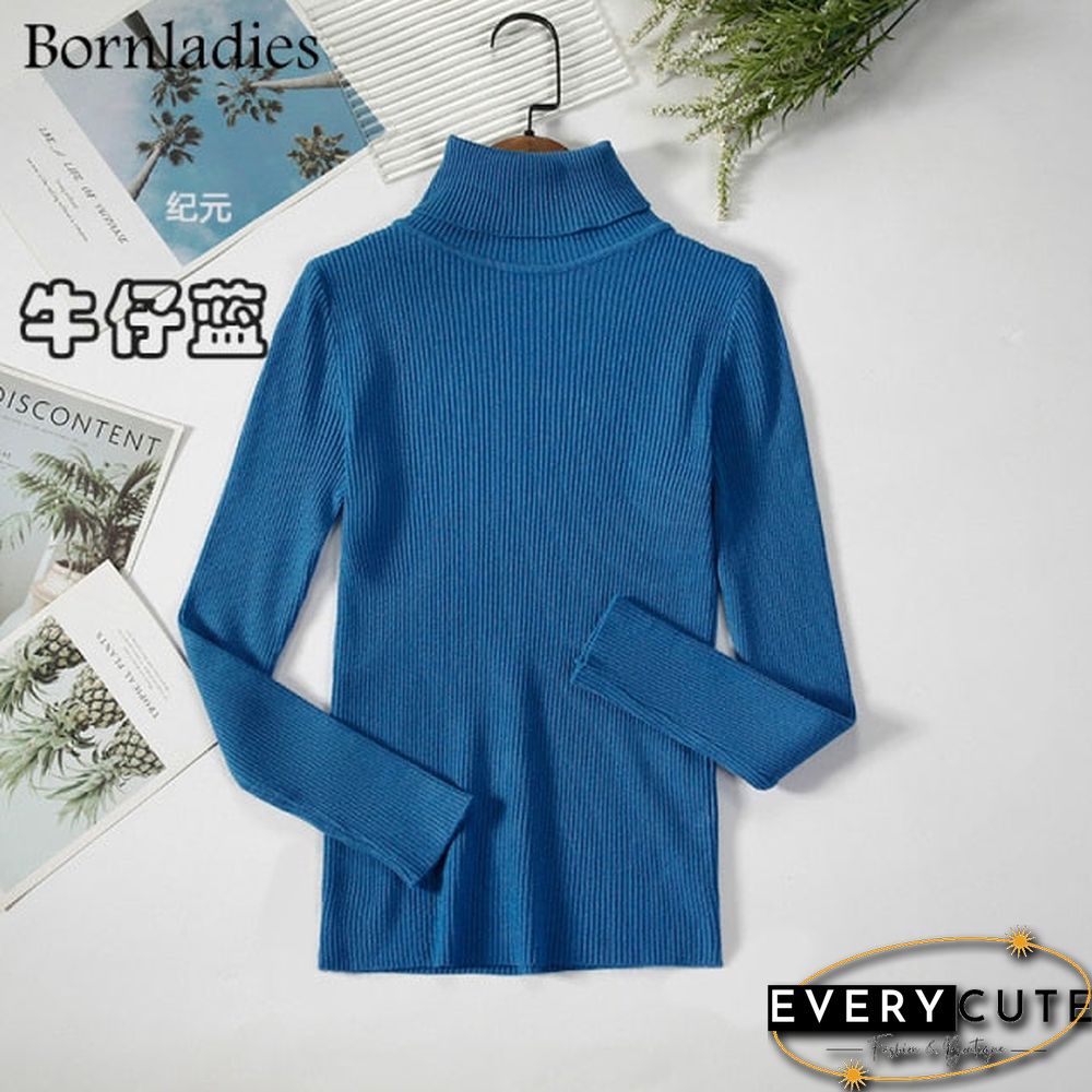 Bornladies Basic Turtleneck Women Sweaters Autumn Winter Tops Slim Women Pullover Knitted Sweater Jumper Soft Warm Pull