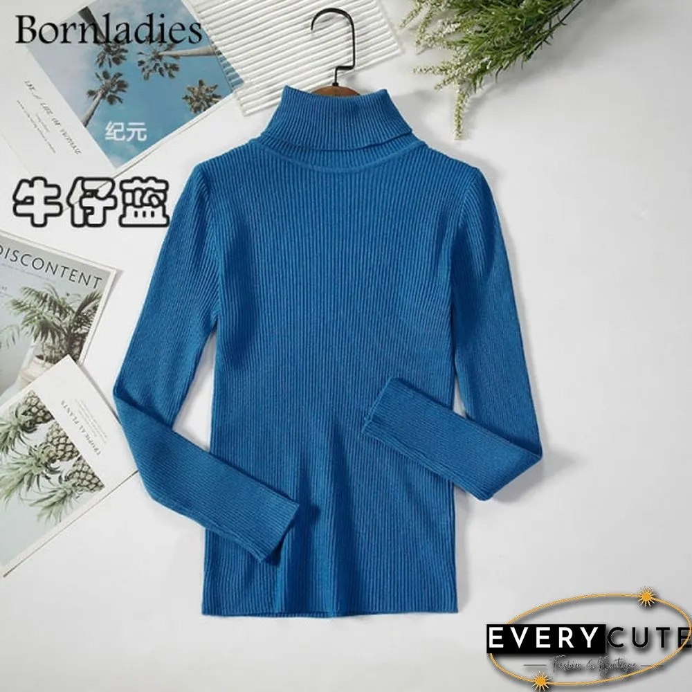 Bornladies Basic Turtleneck Women Sweaters Autumn Winter Tops Slim Women Pullover Knitted Sweater Jumper Soft Warm Pull