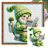 (Small Size)Gnome Goes To Toilet - 18CT Stamped Cross Stitch - 25*25cm