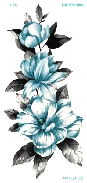 QC-671/20X10cm Long Colorful High Solution Body Art Purple Peony Flowers Circle Design Temporary Fake Flash Tatoo Sticker Taty