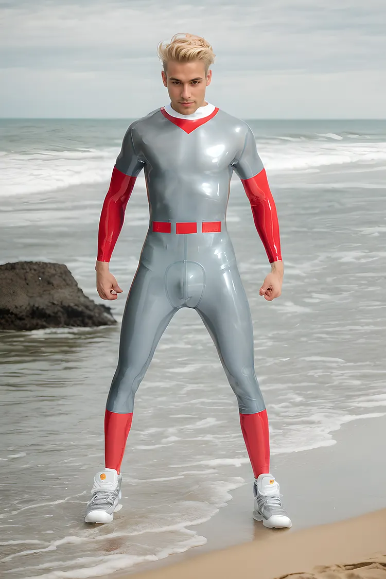 Men Latex Catsuits Catcher Baseball Player