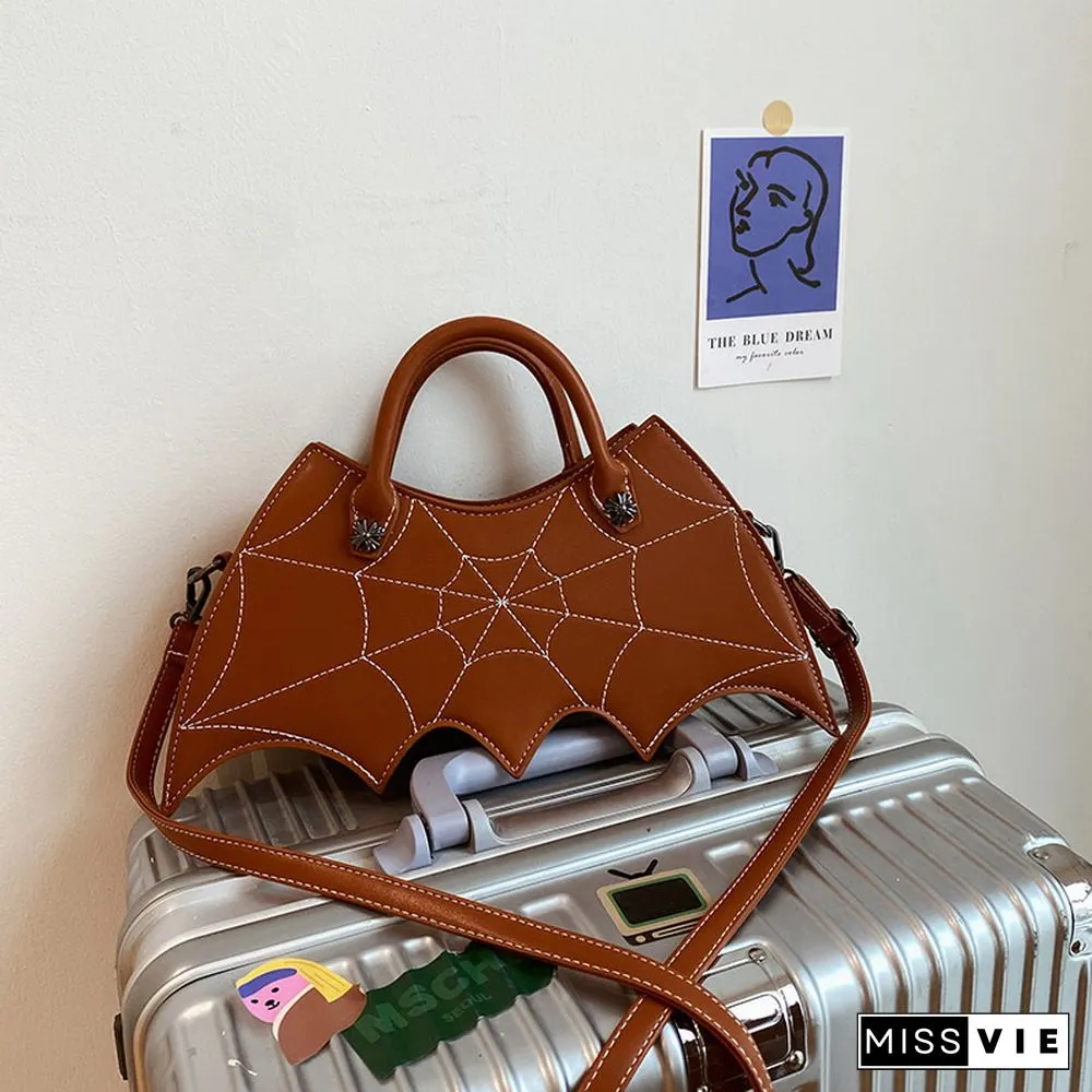 Spider Web Print Bat Irregular Crossbody Bag