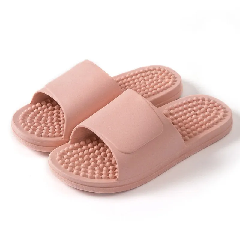 Massage Bathroom Slippers Woman Acupoint Indoor Solid Soft Casual Slippers Summer Non-slip Unisex Flip Flop Shower Shoe