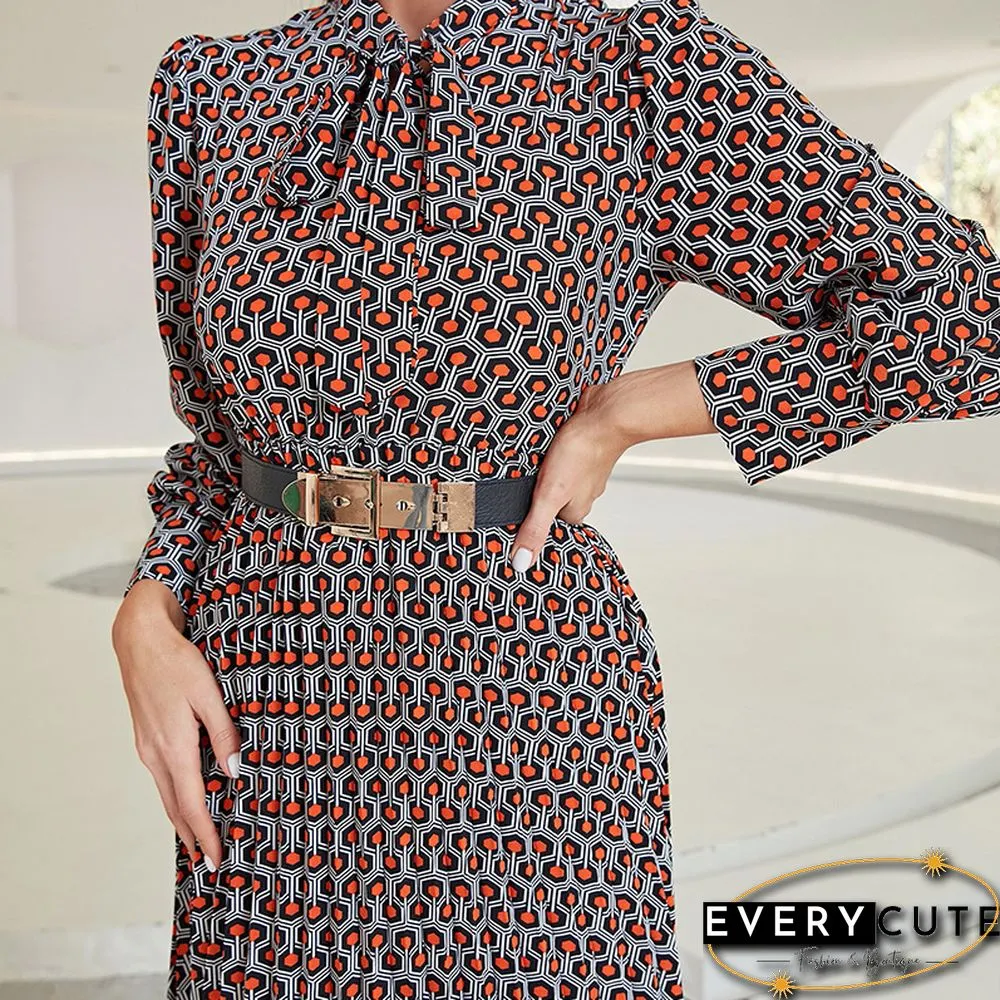 Vintage Bowknot Printed Chiffon Dress