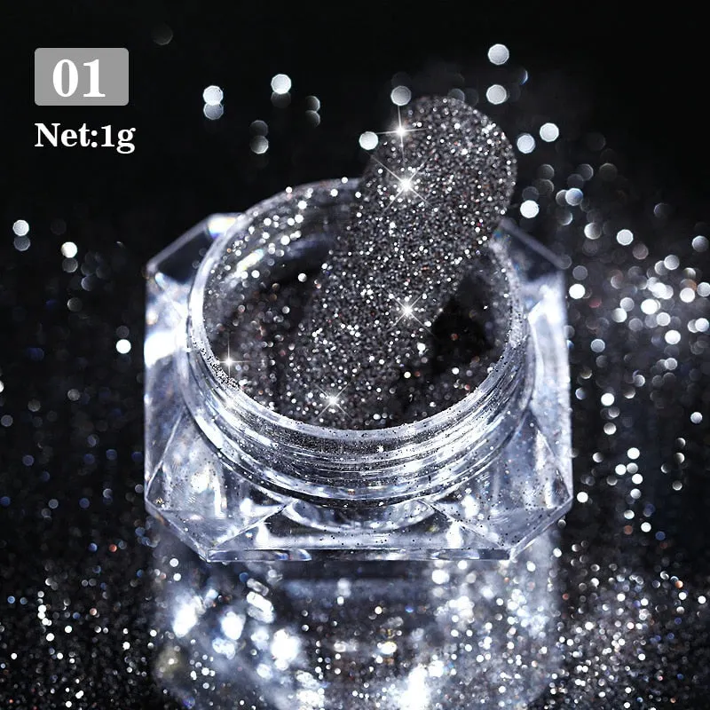 1Box Reflective Glitter Powder For Nails Iridescent Flakes Sequins Pigment Dust Manicures Decoration Chrome Pigment Polish Gel-Nail Inspo