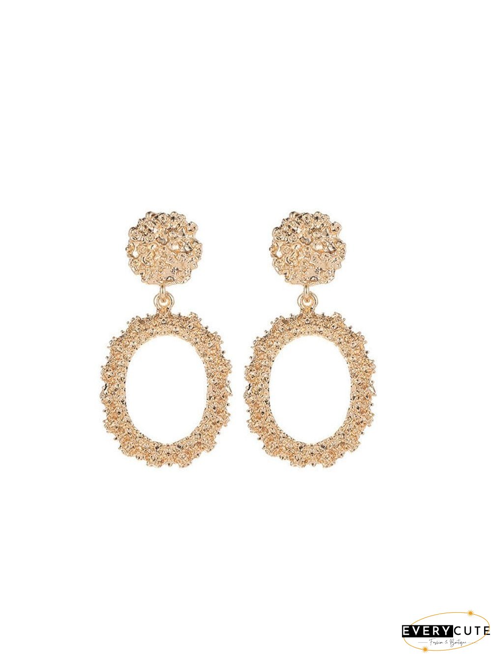 Shimmering Gold Hollow Circle Statement Earrings