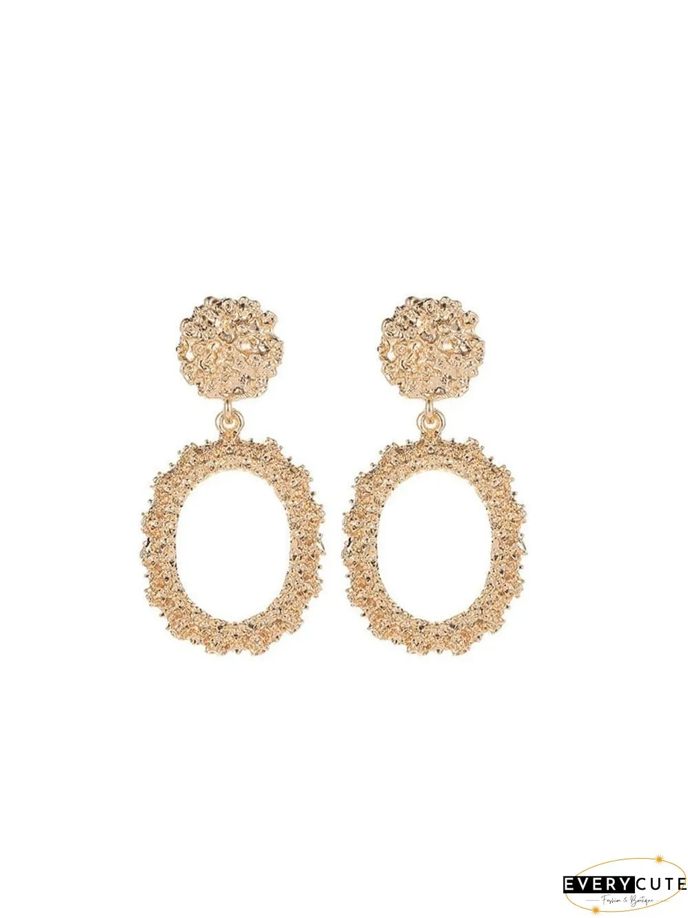 Shimmering Gold Hollow Circle Statement Earrings
