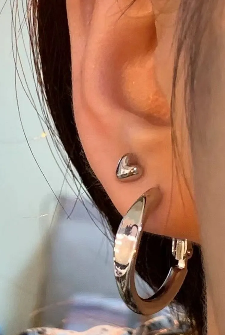 Silver Circle Hoop Earrings for Women