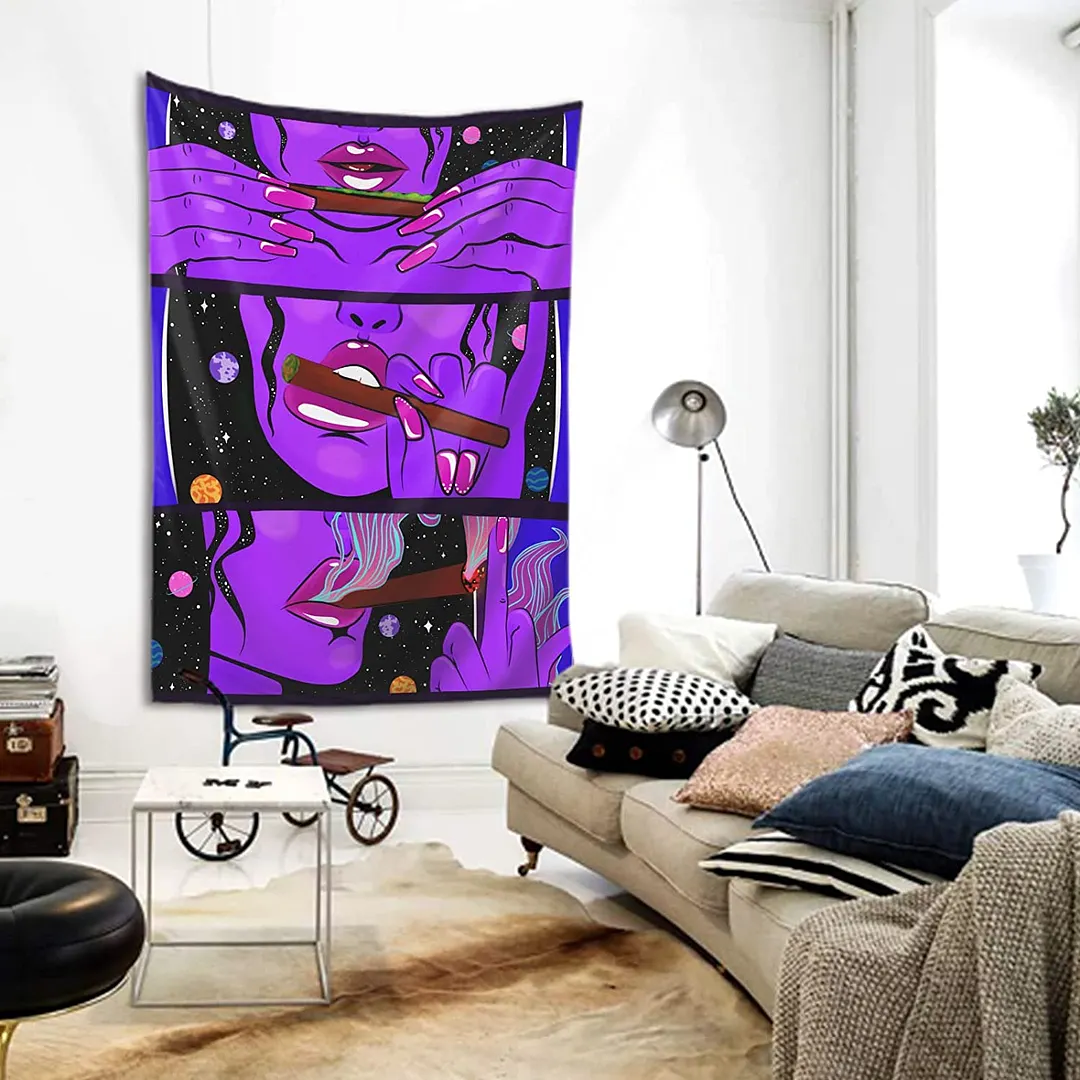 Hippie Wall Tapestry Psychedelic Smoke Cool Girls Art Mystery Wall Hanging Bedroom Dorm Mandala Yoga Picnic Mat Ethnic Tapestry