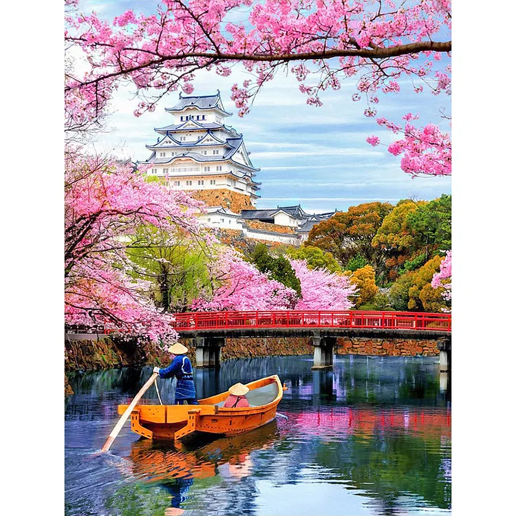 Sakura Bridge (40*50CM) 11CT Stamped Cross Stitch gbfke