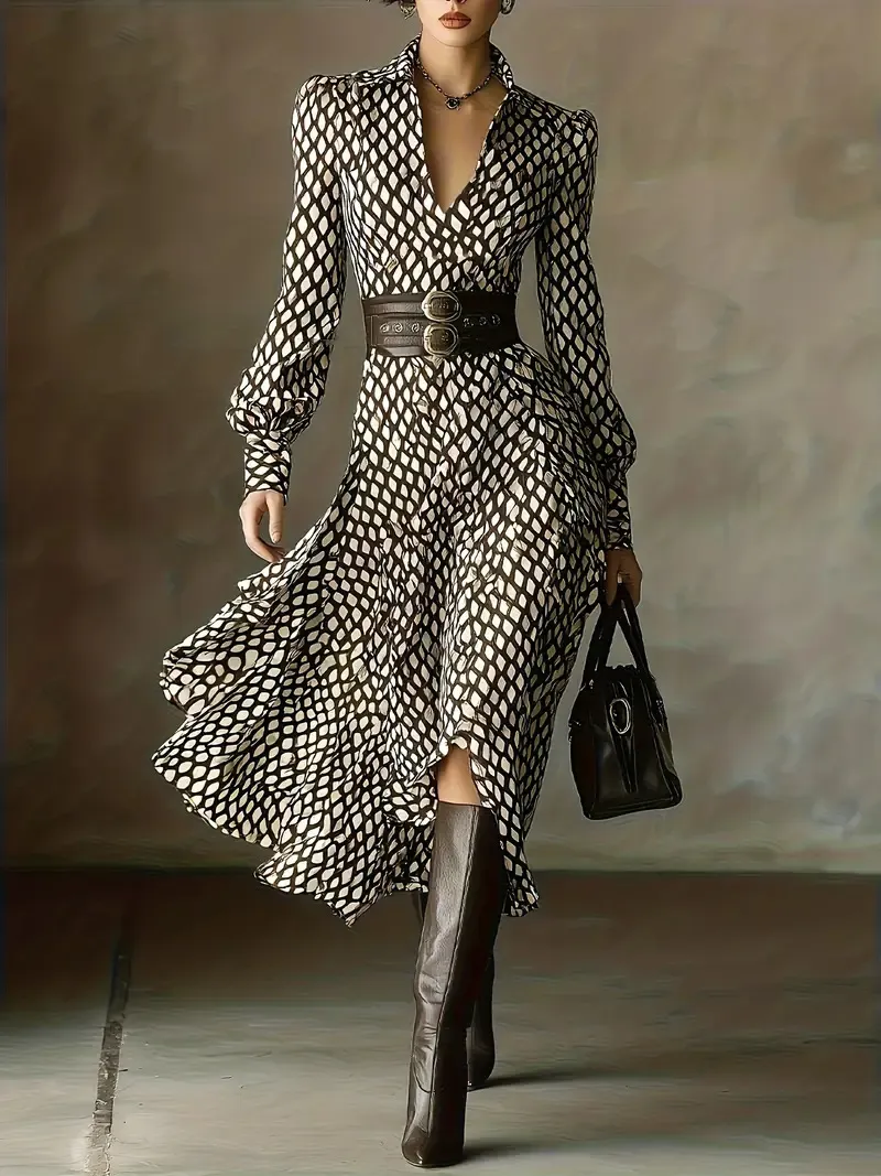 Billionm Billionm Explosion Of Solid Color Round Tie With Casual Temperament Dress Woman
