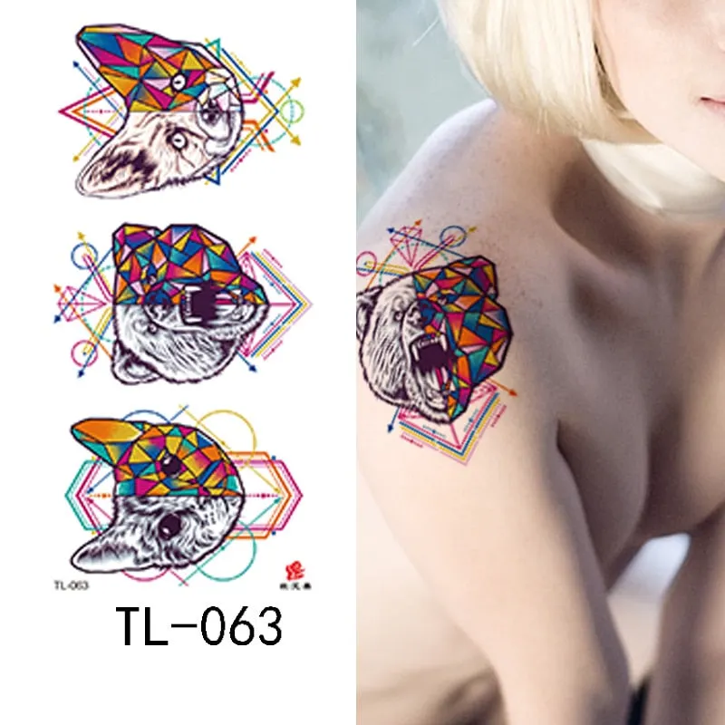 Flower arm waterproof tattoo stickers half arm painted animal durable waterproof European and American temporary tattoo stickers