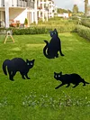 3Pcs Black Cat Garden Scarer Outdoor Cat Decorative Stakes for Home Garden Decor