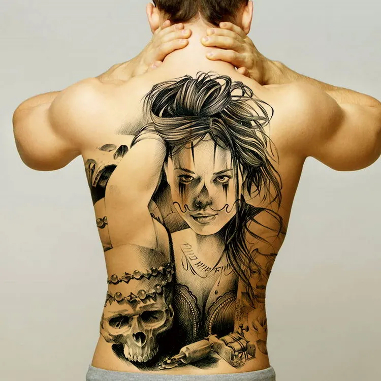 temporary men tattoos water transfer tattoo full back large tatoo fake dragon wings tattoo and body art sticker sexy decals big