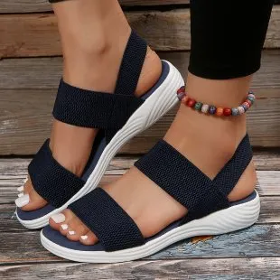 Yyvonne Sandals Women's 2025 Summer Thick-Sed Flat Heel And Fish Mouth Loose One Word With Large-Size Sandals Women's Shoes