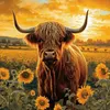 (Stamped/Counted) Hignland Cow Sunflower - 11CT Cross Stitch 40*40cm