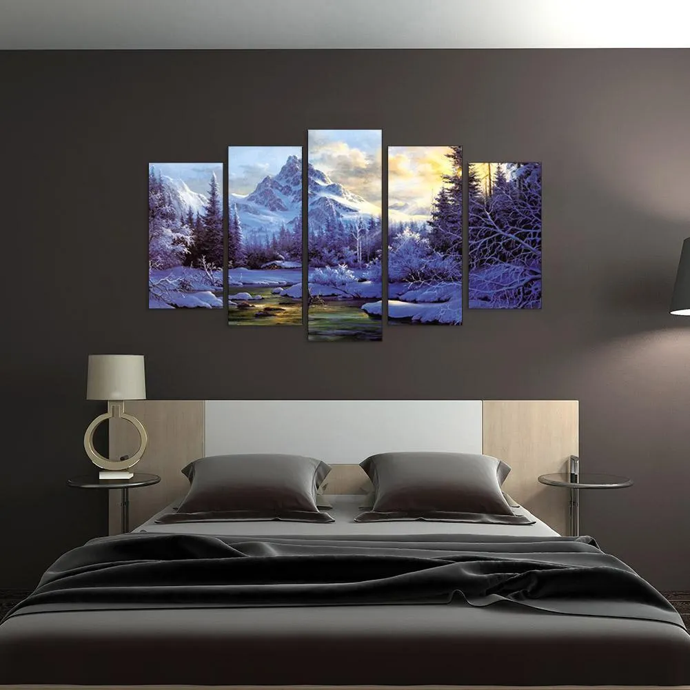 Diamond Painting - Full Round Drill - 5pcs Snow Mountain(95*45cm)
