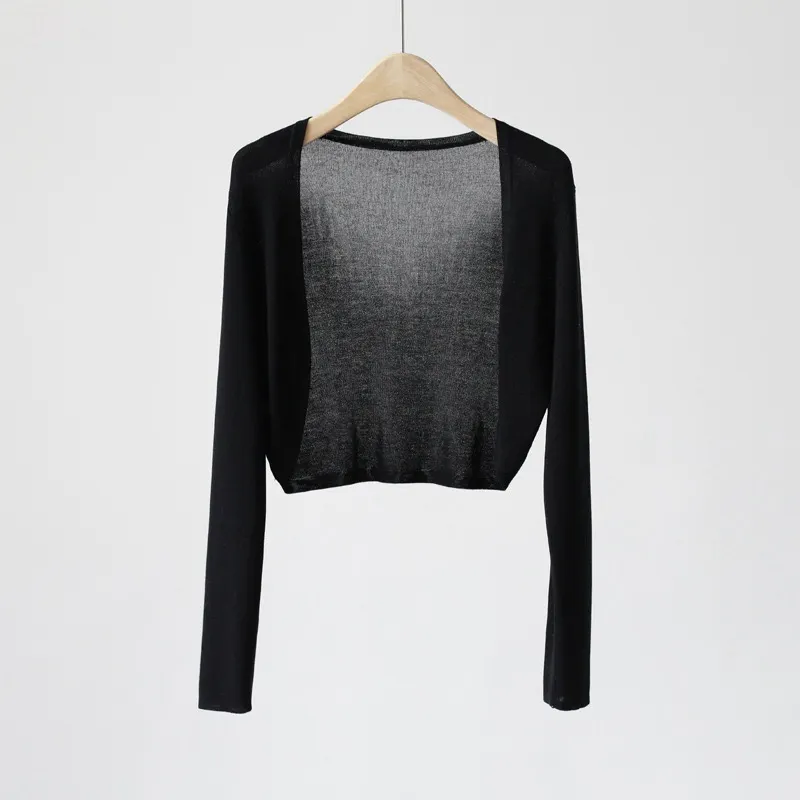 Brownm Brownm Silk Knitted Jersey Coat Women's Summer Shawl Spring With Thin Shoulder Air-Conditioning Shirt Short Top