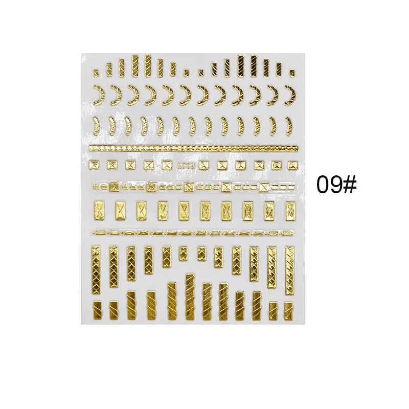 1 Sheet Christmas 5D Nail Stickers Gold And Sliver Snowflakes Transfer Nail Decals Slider Decoration For Manicuries
