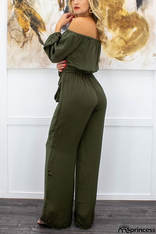 Drawstring Waist Off Shoulder Jumpsuit