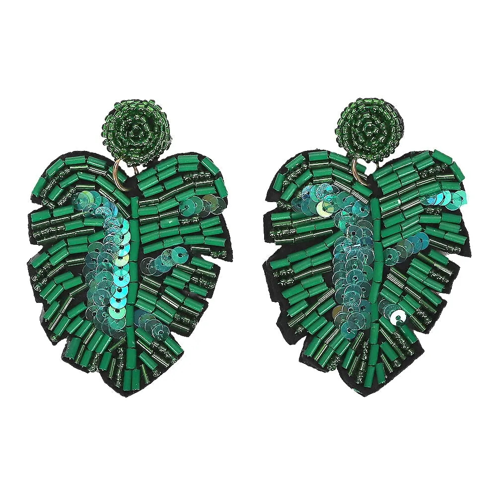 Dvacaman Bohemian Colourful Weave Beaded Flower Statement Drop Earrings Women Ethnic Handmade Seed Beads Dangle Earrings Jewelry