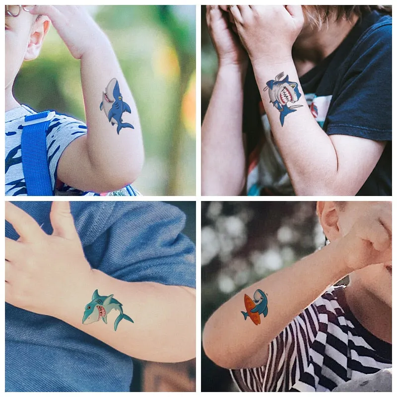 New children's shark tattoo stickers cute animal party cartoon reward children's arm temporary tattoo stickers