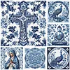 (Multi-Style) Blue And White Porcelain-14CT Stamped Cross Stitch 40*40cm/15.75*15.75in