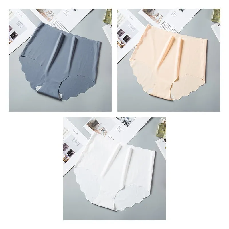 3pcs High Rise Seamless Panties For Woman Underwear Briefs Wave Solid Female Panties New Underwear Seamless Panties For Ladies