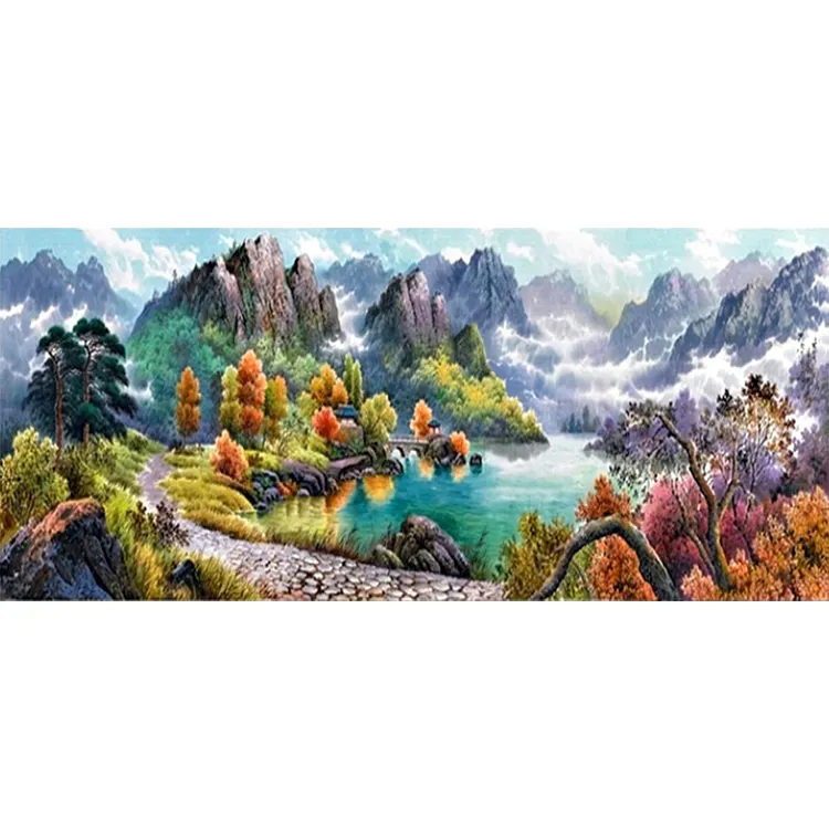Landscape Autumn (100*45CM) 11CT Stamped Cross Stitch gbfke