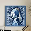 Blue And White Porcelain-Pearl Earring Girl-14CT Stamped/Counted Cross Stitch 40*40cm/15.75*15.75in