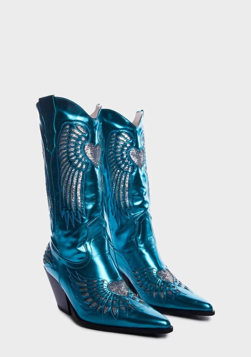 VCSHOES Western Cowboy Boots Chunky Heel Cowgirl Boots Big Size 44 Knee High Boots For Women Female Shoes