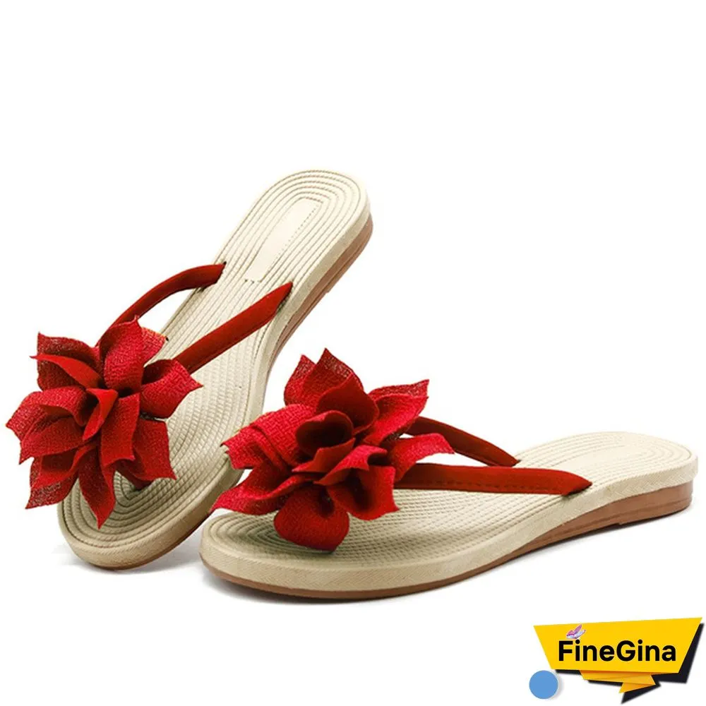 Summer Student Sandals And Slippers Flowers Flat Bottom Casual Fashion Flip Flops