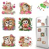 (US Local)6Pcs Acrylic  Owls Diamond Painting Fridge Magnet for Fridge Whiteboard