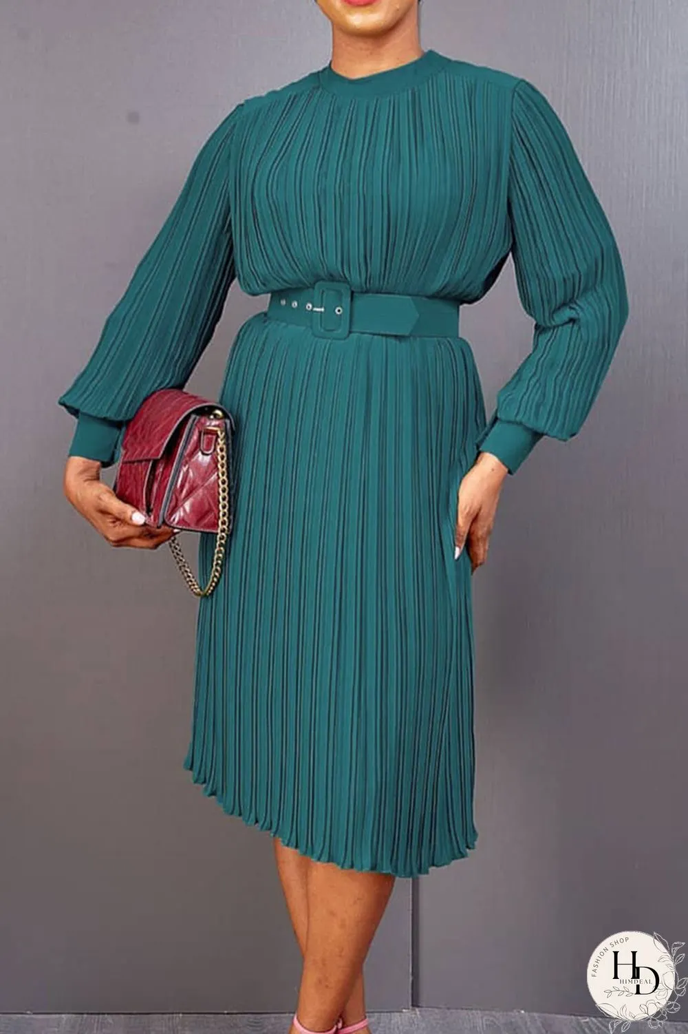 White Casual Solid Patchwork Fold With Belt O Neck Straight Dresses