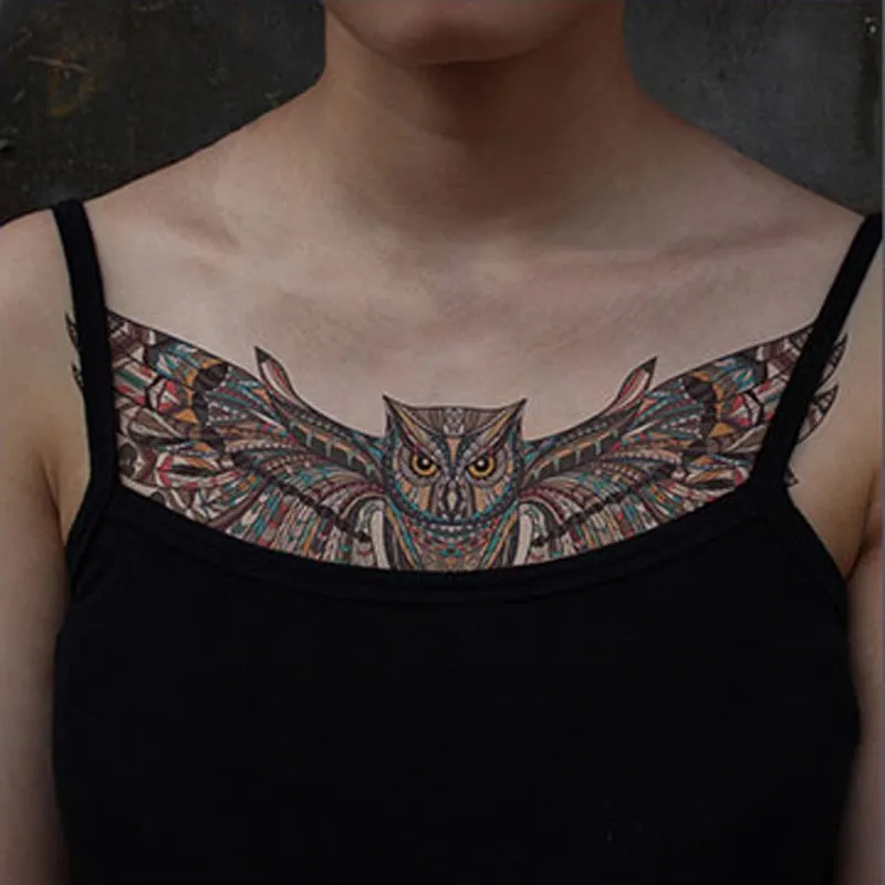Temporary Tattoo Sticker Totem Flower Arrow Color Sexy Chest Back Fake Tatoo Waterproof Flash Tatto Body Art for Woman Girl