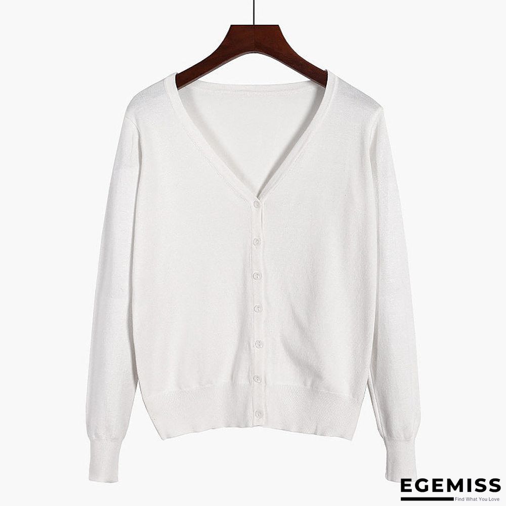 Cardigan Long Sleeve V Neck Air Conditioned Shirt Slim and Simple | EGEMISS
