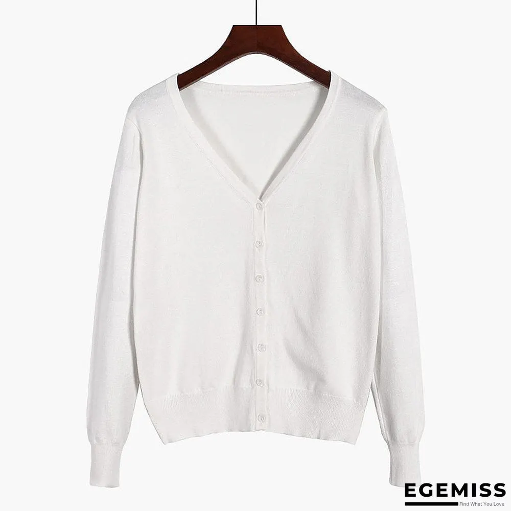 Cardigan Long Sleeve V Neck Air Conditioned Shirt Slim and Simple | EGEMISS